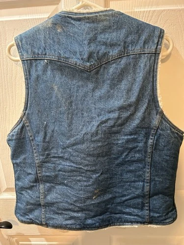 Levi's Men's Blue Denim Sherpa Lined Button Front Vest Size L Regular image 4
