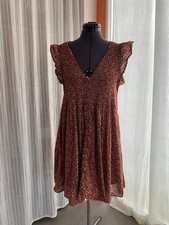 Madewell Pintuck Mini Dress in Florentine Floral, Brown/Rust, Small