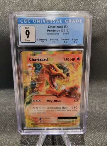2016 Pokemon Card XY Evolutions Charizard EX Holo 12/108 CGC 9  MISCUT ERROR