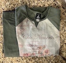 Multi-colored/Olive Green Cherokee Scrub Set, XS Top, XSP Pant, used-good cond