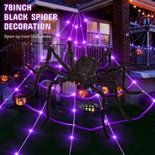 Plug Operated 8 Modes 20 17FT Halloween Light up Spider Web 250 Led Purple O
