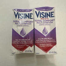 (2) Visine Red Eye Total Comfort Multi-Symptom Eye Drops Exp. 10/26 DAMAGED BOXE