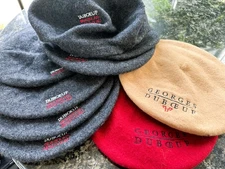 VTG Georges Duboeuf BEAUJOLAIS French Wine ADVERTISING Wool BERET Red Gray Camel