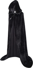 Unisex Full Length Hooded Robe Cloak Long Velvet Cape Cosplay Costume 59 Inch