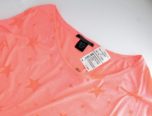 MAISON SCOTCH Women's T-Shirt XS Orange Cotton Blend Cropped Star - Picture 4 of 10