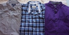 Lot 3 Men's Sz XL SLIM FIT Long Sleeve Cotton Button Up Shirts- AE Van Heusen