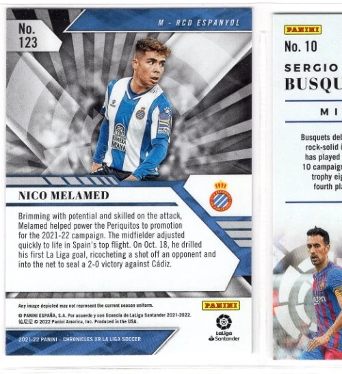 2021-22 Panini Chronicles - Base Chronicles La Liga Xr Nico Melamed #123 (RC) - Image 2 of 2