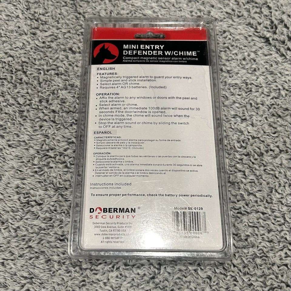 Doberman Security Mini Entry Defender W/Chime Model SE-0129 Factory Sealed - Image 2 of 2