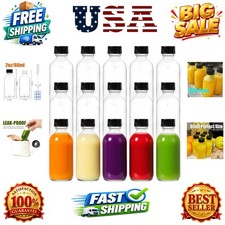 2 oz 60ml 15 Pack Leak-Proof Clear Glass Boston Round Bottles with lids - Min...