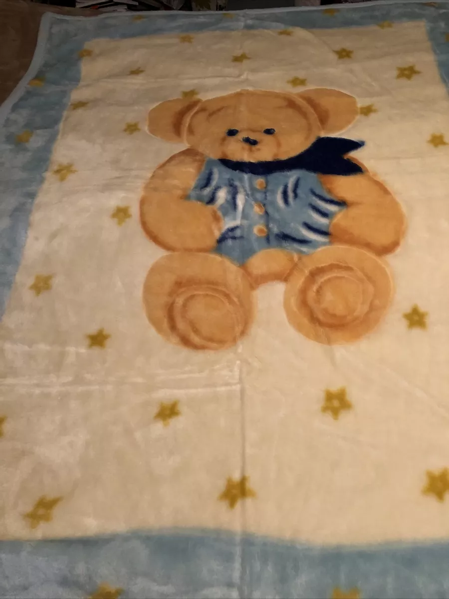 Vtg Northpoint Kids Baby Blanket Teddy Bear Pastel Acrylic Throw New