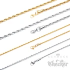 Stainless Steel Women Chain Necklace Cord Chain Silver or Gold Twisted Elegant 55cm