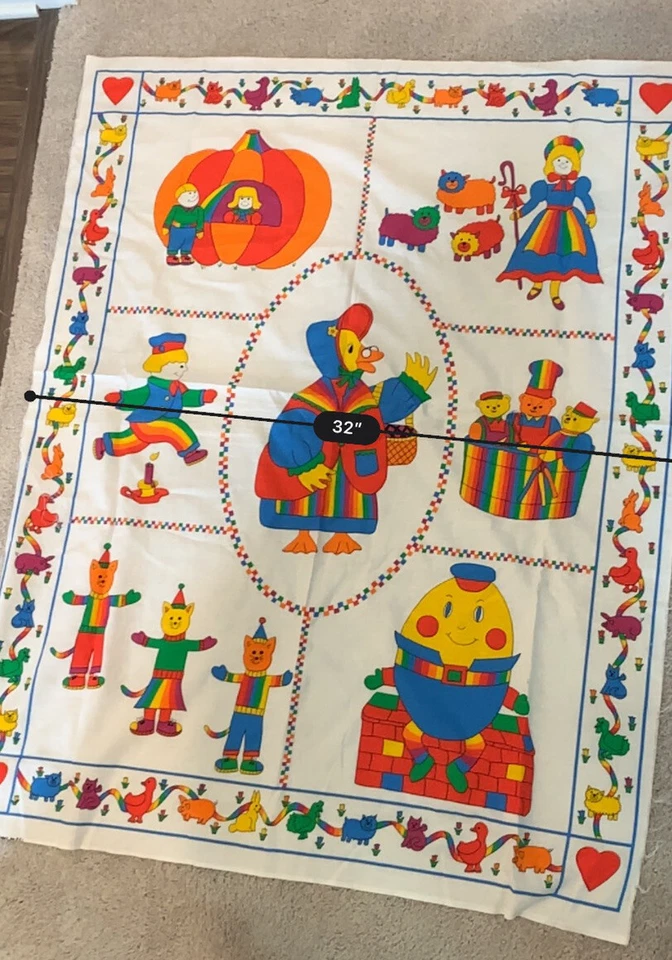 Arco Iris Madre Ganso Humpty Dumpty Rima Infantil Tela Algodón Panel 1.25 Yardas Foto 4 de 4
