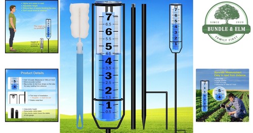 Outdoor Regenmesser 7 Zoll dicker Kunststoff höhenverstellbar wasserdicht klar Nu... - Bild 2 von 10