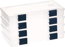 Sports Four Pack Clear Storage Box With Dividers For Tackle And Tools 9X5x1.25