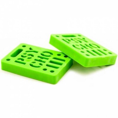 VISION PSYCHO STENCIL LOGO 1/2'' SKATEBOARD TRUCK RISERS - GREEN