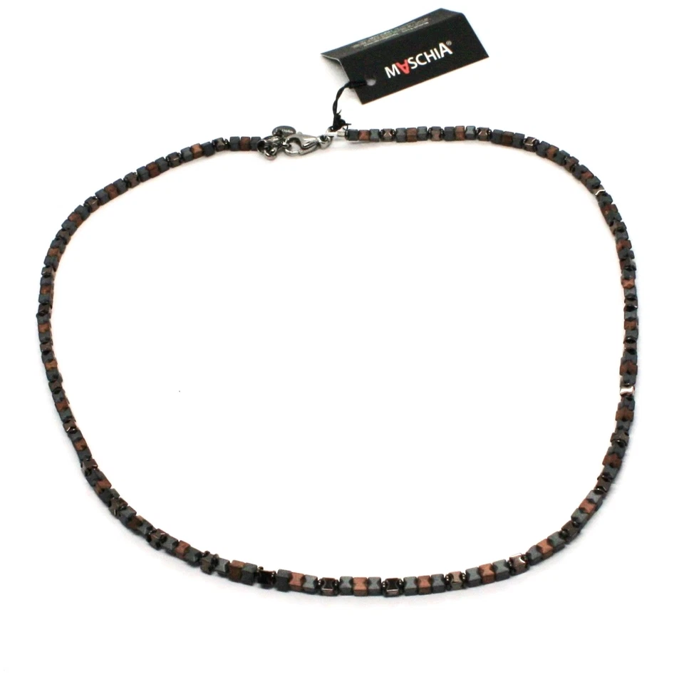 COLLANA IN ARGENTO 925 BRUNITO CON EMATITE SATINATA MADE IN ITALY BY MASCHIA - Immagine 2 di 4