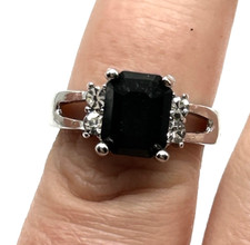 Square Womens 10 Blue Sapphire Cubic Zirconia Silver Plated Fashion Ring NWOT