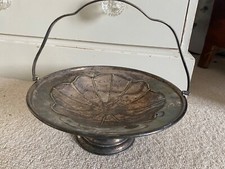 Vintage EPNS Cake Patiserrie Fruit Plate Stand Holder Basket Aged Patina