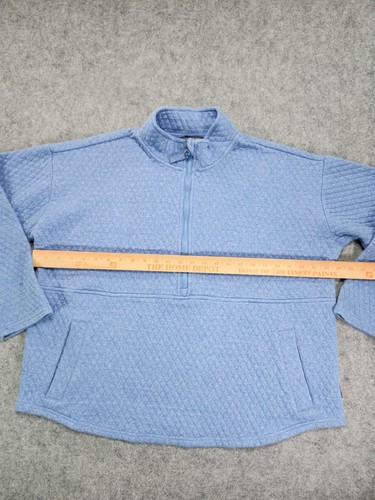 Eddie Bauer 1/4 Zip Pullover Womens XXL Blue Quilted Pockets Mock Neck - 第 7/14 張圖片
