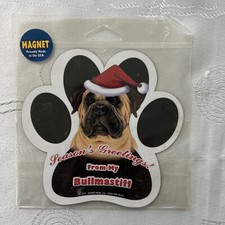 NEW ,SEASONS GREETINGS FROM MY BULLMASTIFF DOG CAR MAGNET PAW Made In USA