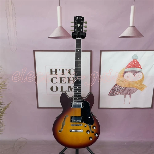 ES-339 Dot Matte Vintage Sunburst Electric Guitar Semi Hollow Mahogany Body