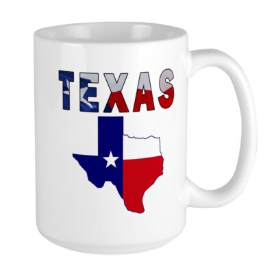 CafePress Flag Map With Texas Large Mug (845150130)