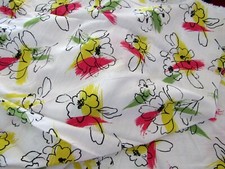 White Fabric With Flowers Polyester Blend Fabric