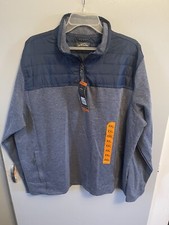 Eddie Bauer Men  s NWT Blue Mixed Media Pullover 1/4 Zip Pockets Size XXL
