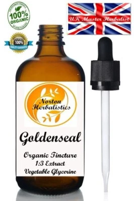 NORTON HERBALISTICE Organic Goldenseal Extract -Vegan/Alcohol Free Tincture- Certified UK Herbalist
