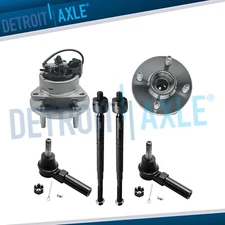 Front Wheel Bearing Set w/ ABS 4-Lug Inner Outer Tie Rod Ends for 2005-10 Cobalt