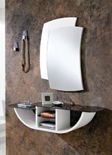 1MOBILE INGRESSO MODERNO GONDOLA CONSOLLE VETRO COLORATO-SPECCHIO VARIE FINITURE