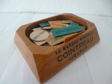 vintage Ecrin bois PUBLICITAIRE COINTREAU avec 51 jetons BOIS bistrot