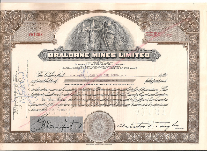 #A0568 Bralorne Mines Gold William F. Buckley Ghost Town 1956 Joan Van Der Goes