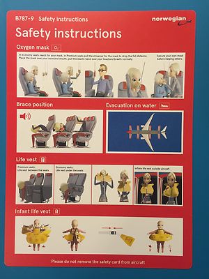 NORWEGIAN AIR SAFETY CARD --787-9
