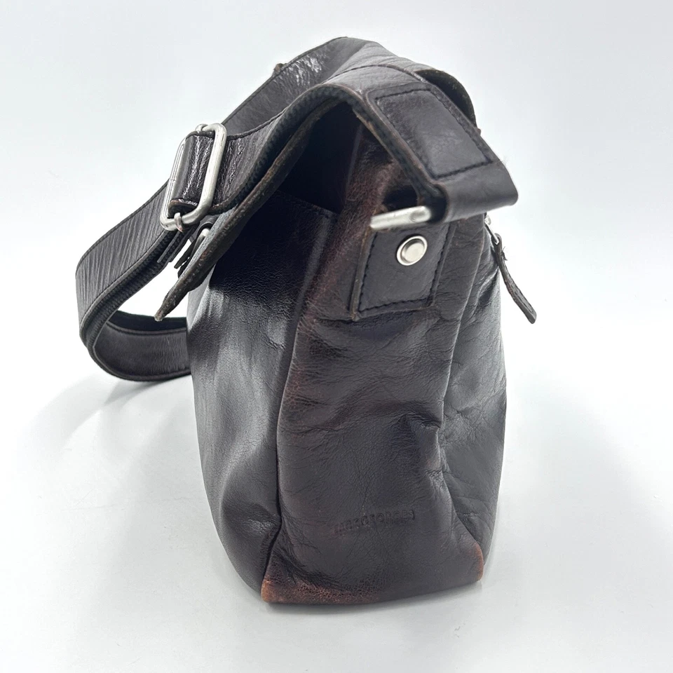 Bolso Mensajero Jack Georges Vintage Cuero Marrón Envejecido Foto 4 de 4