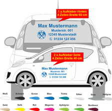 Autobeschriftung 3-tlg. Dachdecker Werbung Wunschtext KFZ  Aufkleber Heckscheibe