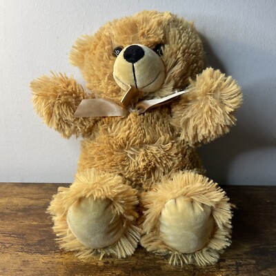 Plush In A Rush Brown Fuzzy Teddy Bear Bow 13.5'' 3060BG