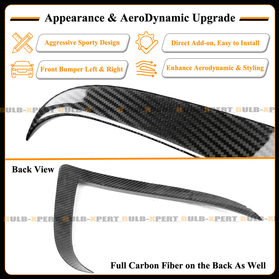 For 2021-25 Tesla Model S Full Carbon Fiber Front Bumper Fog Light Garnish Trim