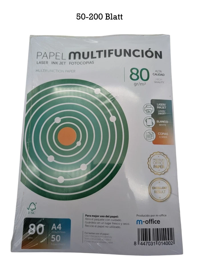 ML-WOHNEN Multi Druckerpapier | Foto Laser InkjetPapier | Fax | Büro | 80g | 50-200 Blatt
