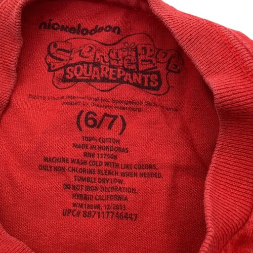 Nickelodeon Spongebob Squarepants Girls Red Shirt Karate Graphic Tee Size 6/7 - Picture 4 of 5