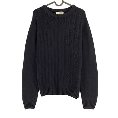 Manuel Ritz Blu Navy Slim Fit Intrecciato Motivo Maglione