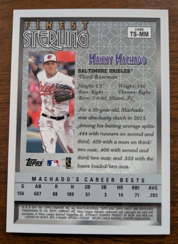 MANNY MACHADO, 2014 TOPPS FINEST STERLING #TS-MM - Picture 3 of 3
