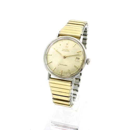 Vintage Omega Seamaster Automatic 6in Gold Dial 33mm Mens Wristwatch #WB4515-3