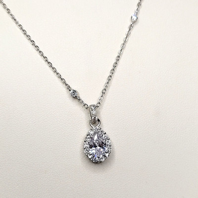 .925 JTV Bella Luce CZ Cubic Zirconia Pendant Necklace 18'' Rhodium over Sterling