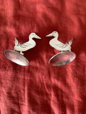  Benjamin Rabier Gedeon Duck Silver Pair Menu Card Holder Sampson Mordan Antique