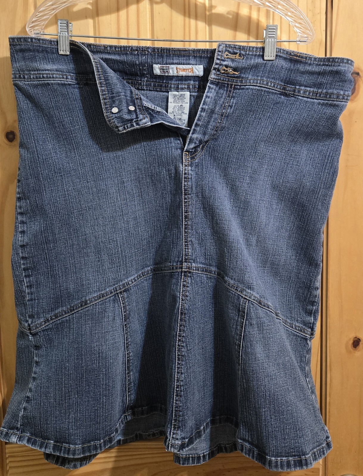 Vintage 90s Faded Glory Womens Blue Jean Flair Skirt. Size 18