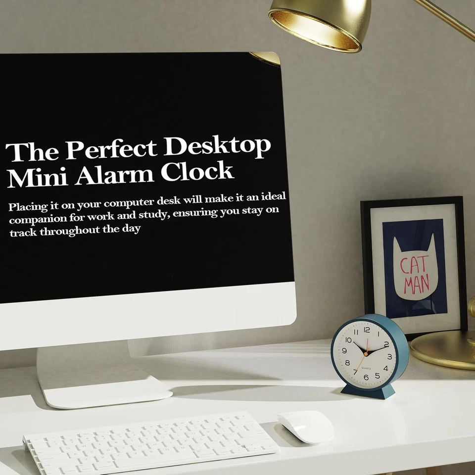 AYRELY® 4.5" Reloj Despertador Analógico,Pequeño Reloj de Escritorio Retro Batería Rosa Foto 3 de 4