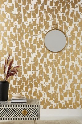 Anthropologie x Aimee Wilder Shadow Cat - Sphinx Wallpaper New & Sealed