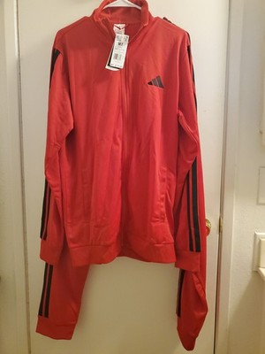 NWT Adidas Mens Medium Tall Multisport Track Suit Jacket Pants Red Black Stripes