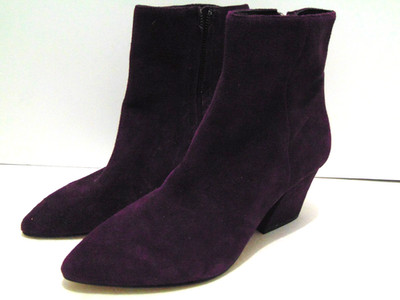 Botkier Pointed Toe Ankle Boots Womens 7.5 Purple Suede Zip Up NEW